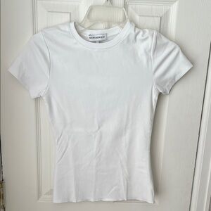 White Fitted Crew Neck Tee